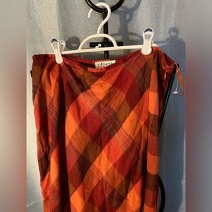 Designer Linen Autumn red wrap style skirt